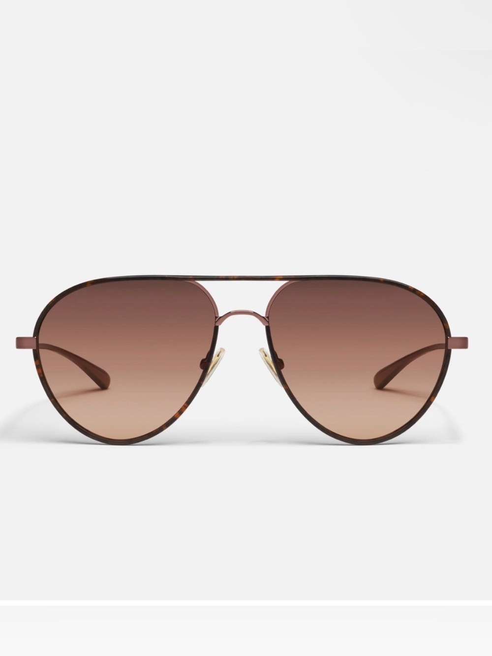 Quay Australia Say Less Sunglasses in Brown Gradient Metal Aviator